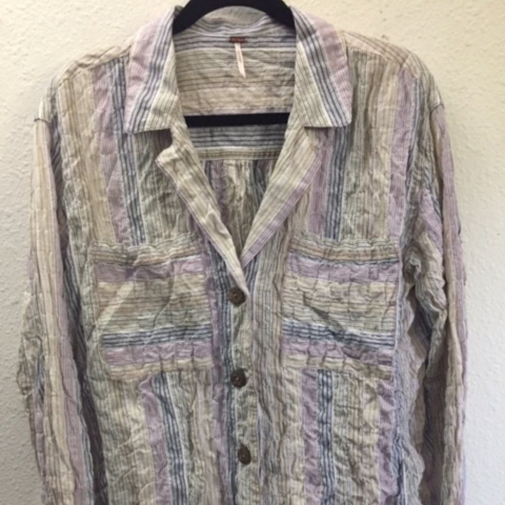 Free People Button Down Stripe Shirt Size-M